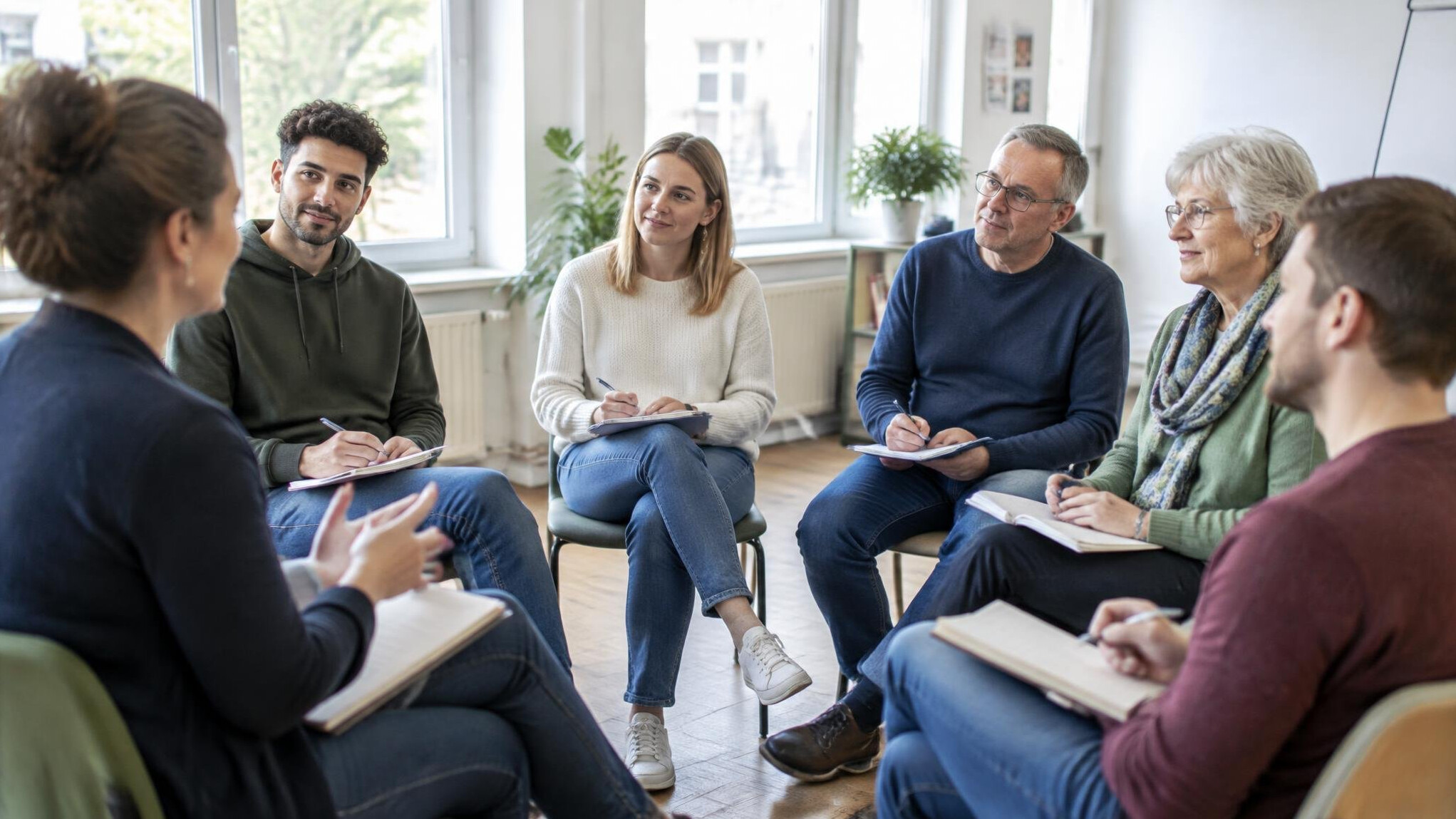 Diverse group of people participating in a focus group discussion